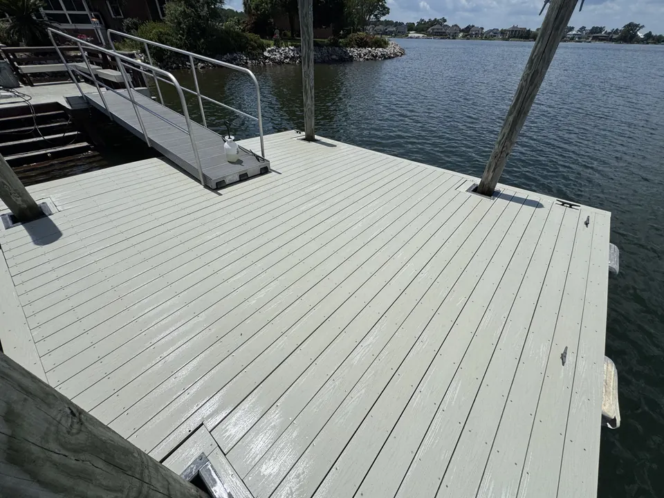 Same lake dock deck clean and bright after cleaning
