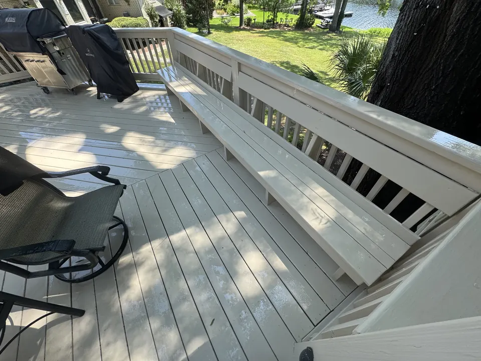 Same lakeside deck and bench clean after washing