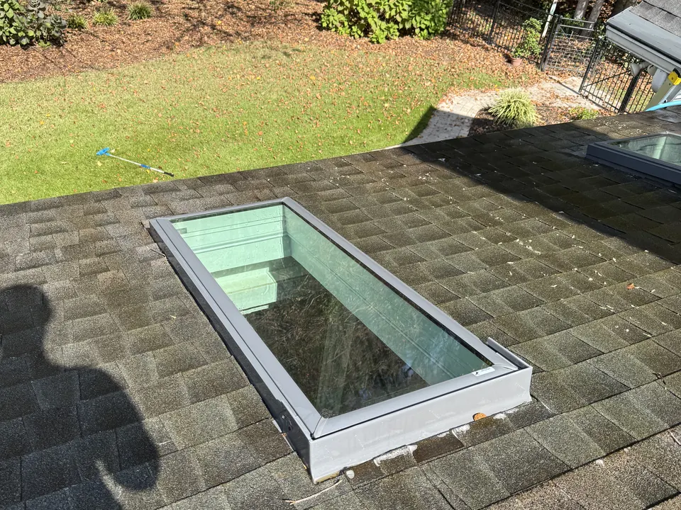 Same skylight with clear glass after cleaning
